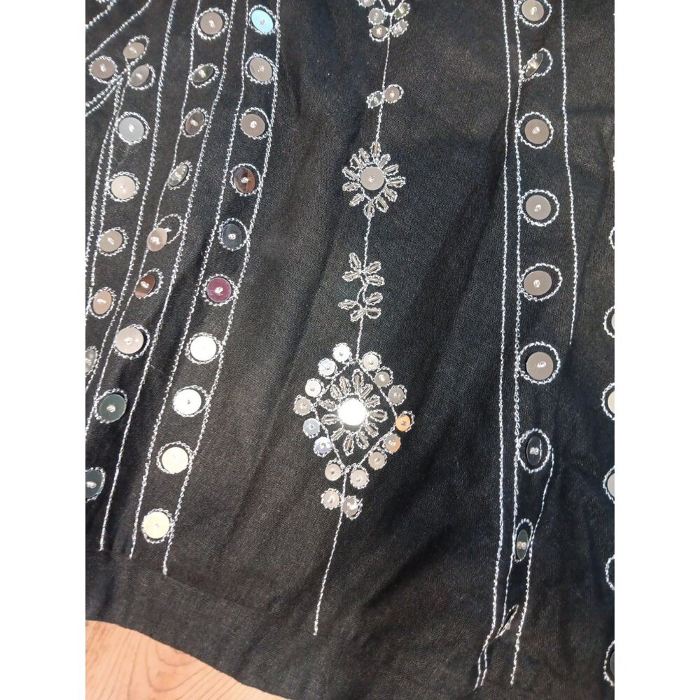 Carole Little Midi Skirt Womens 10 Black Mirror Boho Gypsy Whimsigoth Embroidery - Picture 4 of 7
